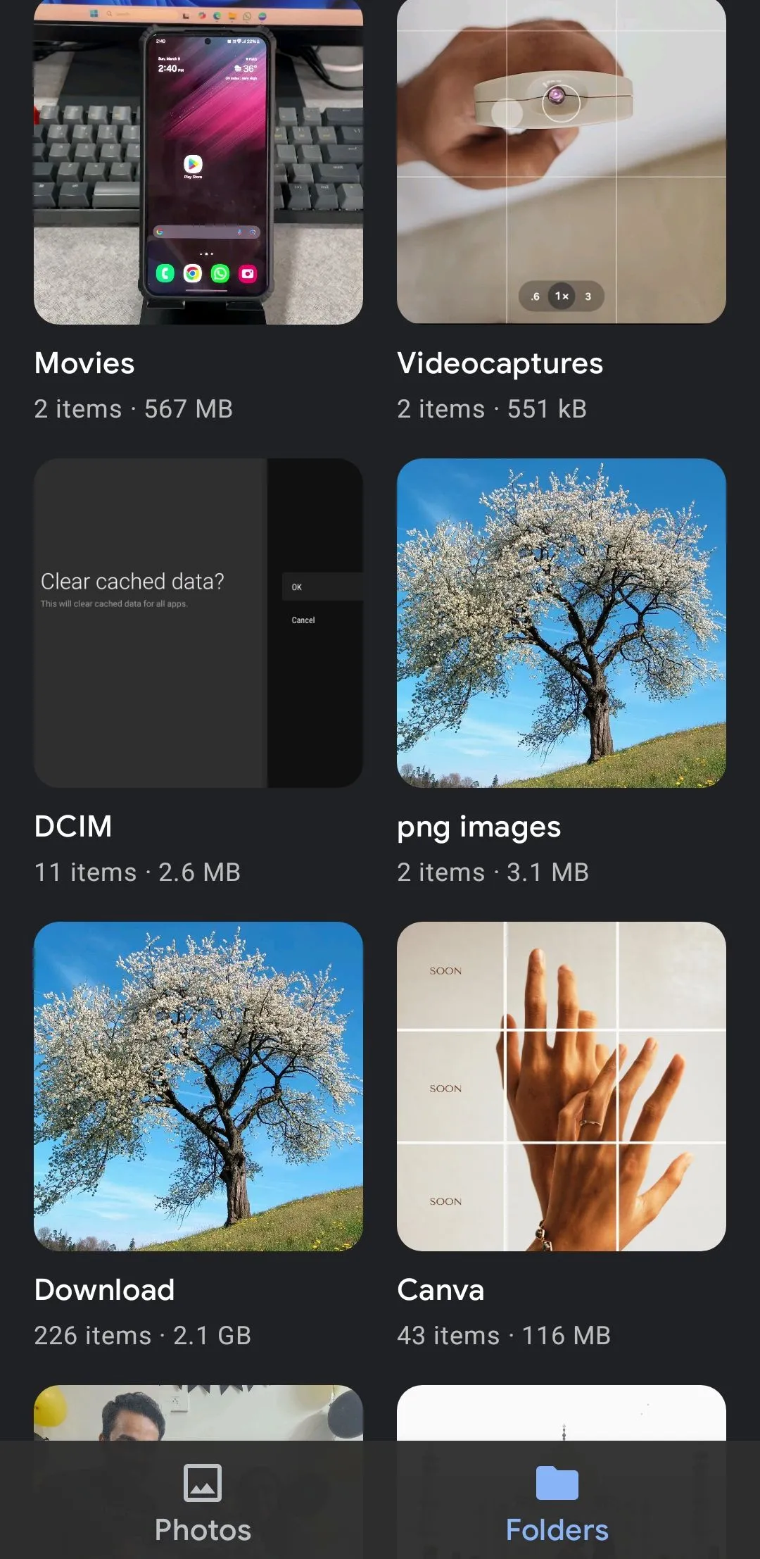 Giao diện ứng dụng Google Gallery trên điện thoại Android