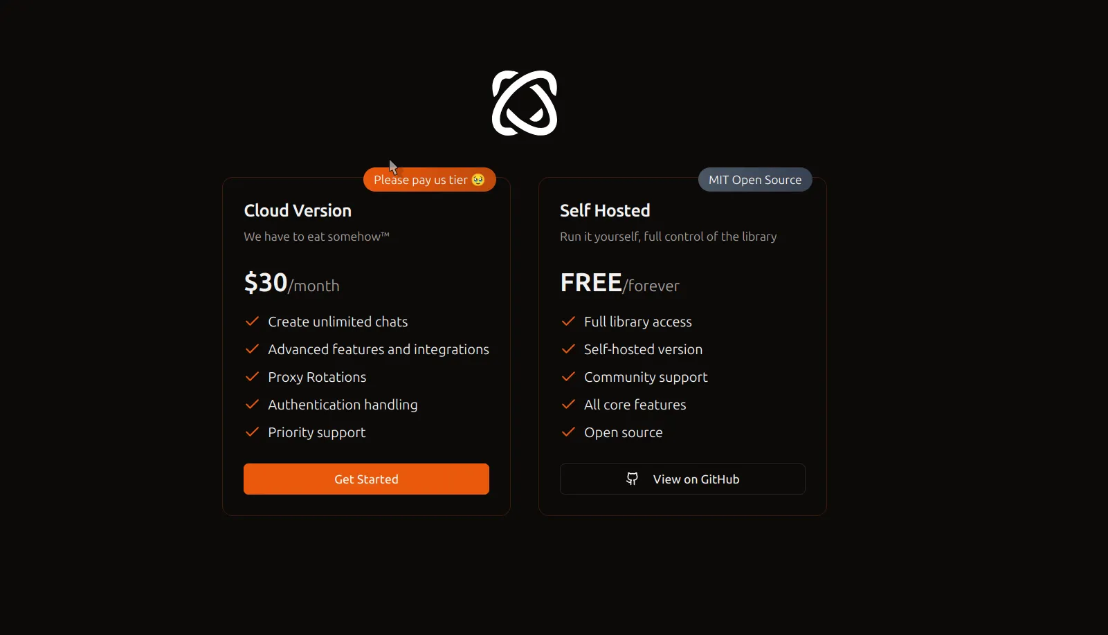 Giao diện website Browser Use hiển thị các gói dịch vụ và tùy chọn chi phí