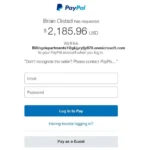 Giao diện yêu cầu thanh toán lừa đảo PayPal với số tiền lớn và lời nhắc liên kết tài khoản