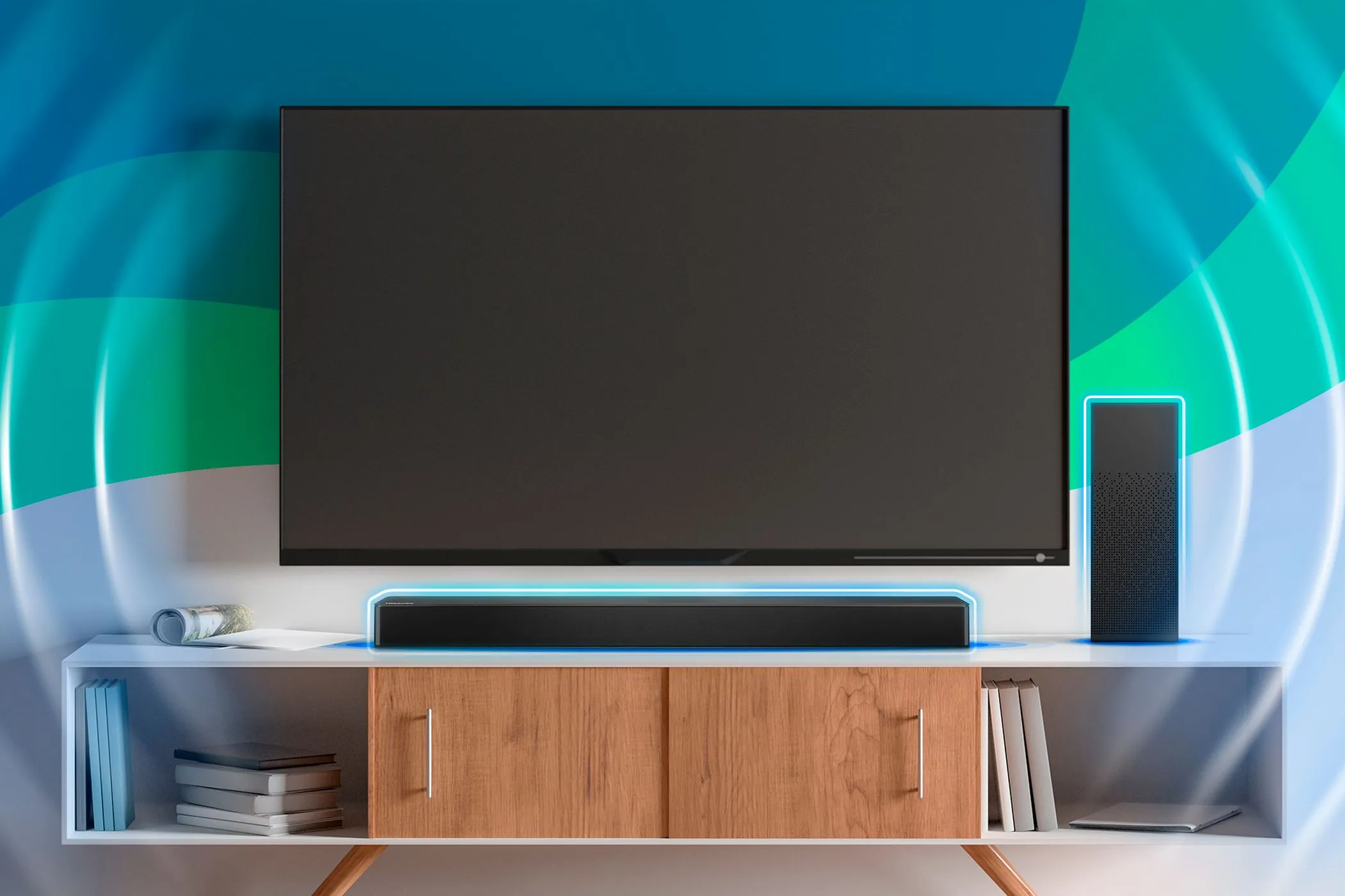 Hệ thống âm thanh TV tích hợp và loa soundbar rời cho trải nghiệm nghe nhìn hoàn hảo