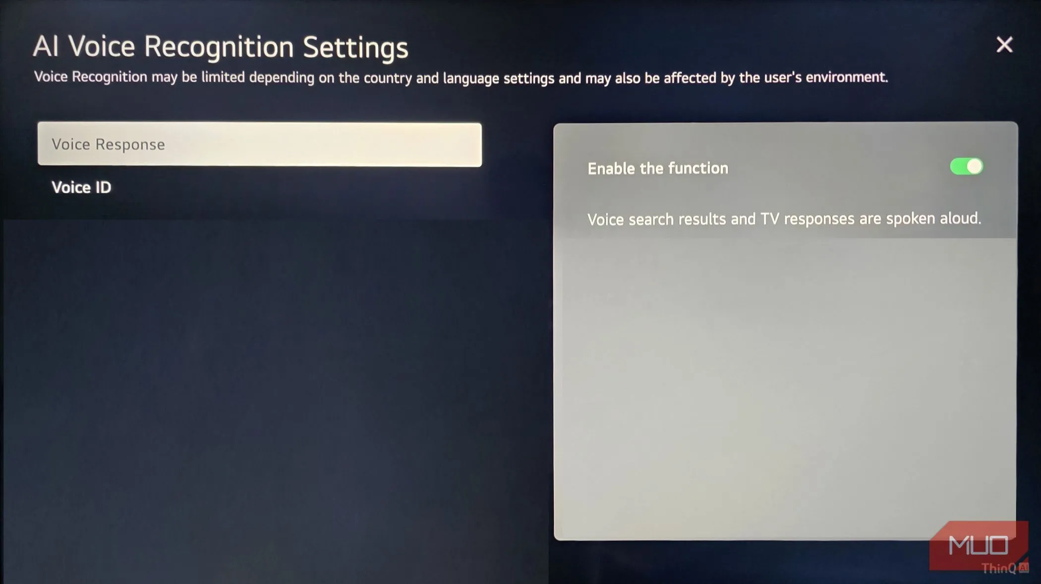 Hình ảnh các bước tắt cài đặt nhận diện giọng nói AI trên TV LG nhằm ngăn chặn việc Smart TV theo dõi âm thanh.