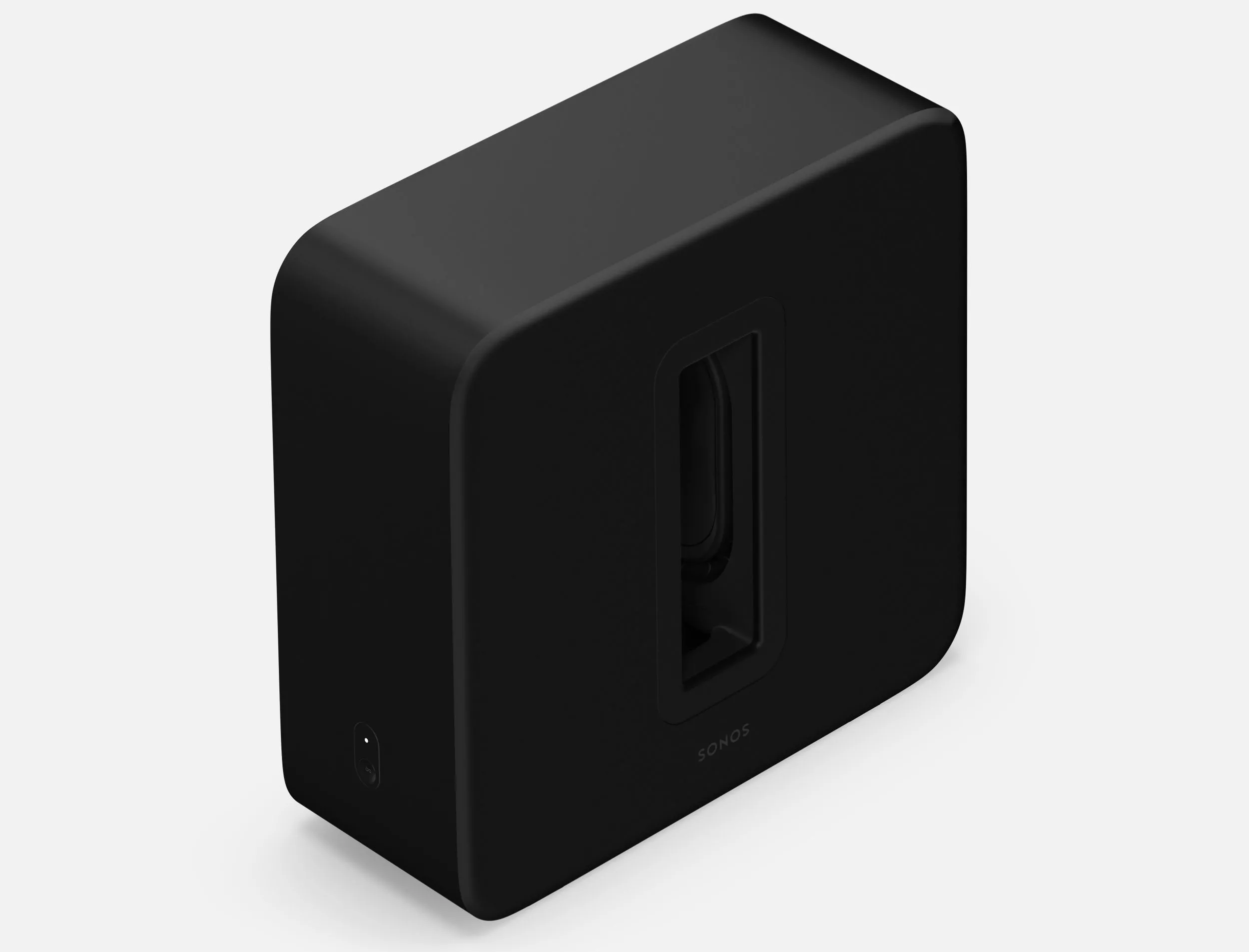 Hình ảnh loa siêu trầm Sonos Sub 4 màu đen, đại diện cho thiết bị âm thanh cao cấp dành cho gia đình.
