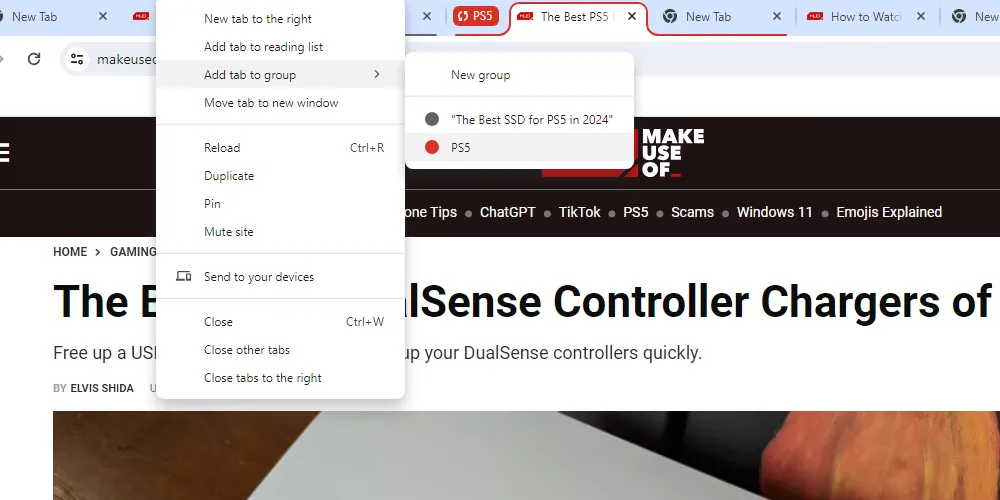 Hình ảnh minh họa cách thêm một tab mới vào nhóm tab đã được tạo sẵn trong trình duyệt Google Chrome, giúp tổ chức không gian làm việc gọn gàng hơn.