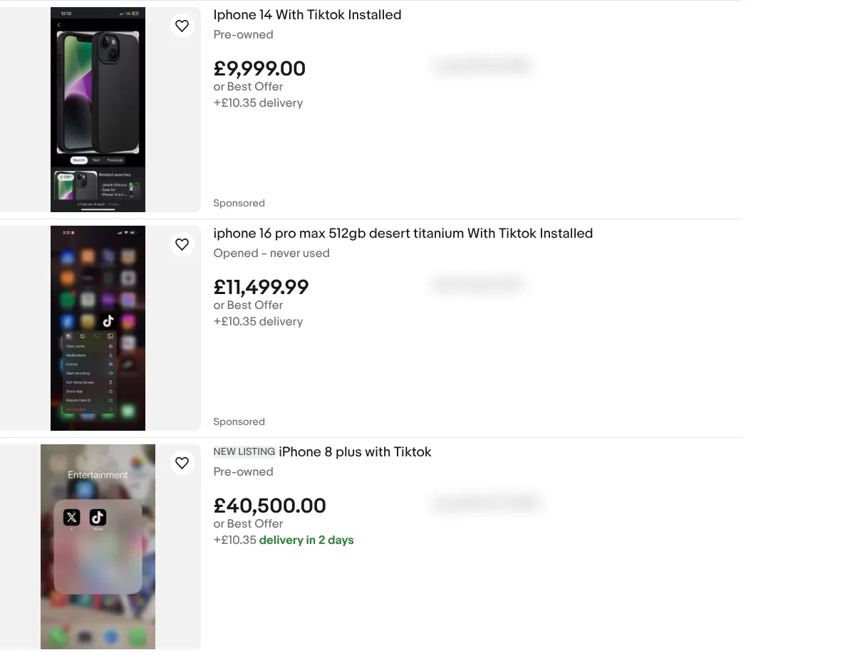 iPhone cài sẵn TikTok được rao bán trên eBay giá cao