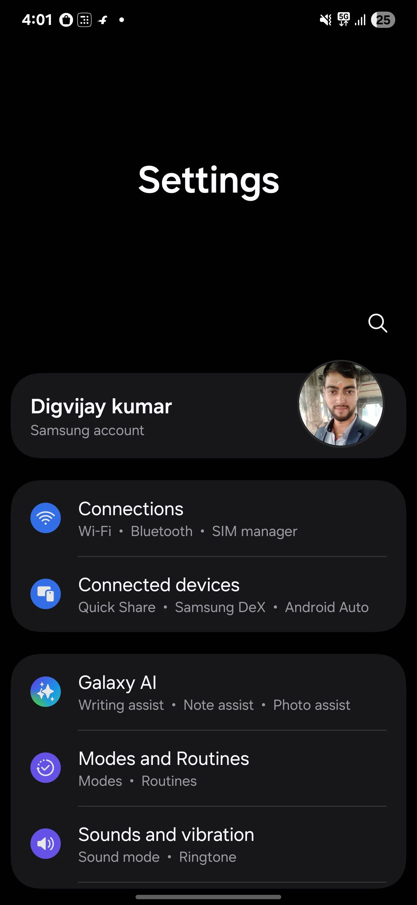 Kết nối trong cài đặt Samsung