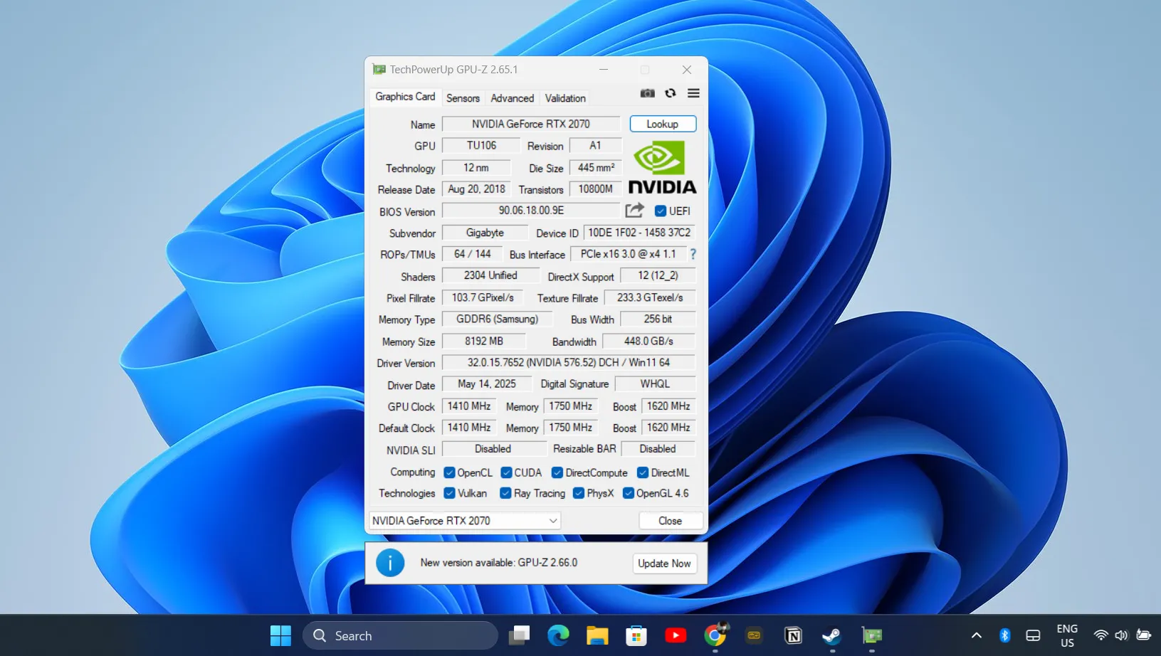 Kiểm tra thông tin card đồ họa rời eGPU bằng phần mềm GPU-Z để xác nhận các thông số kỹ thuật và trạng thái hoạt động sau khi lắp ráp.