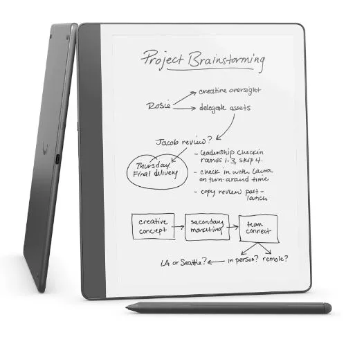Kindle Scribe 2024 hiển thị rõ nét màn hình E Ink lớn, đi kèm bút Premium Pen