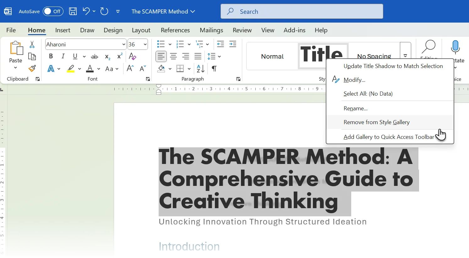 Loại bỏ một kiểu định dạng (Style) khỏi Thư viện Kiểu (Styles Gallery) trên thanh Ribbon của Microsoft Word.