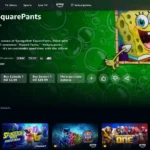 Màn hình Amazon Prime Video hiển thị SpongeBob SquarePants cùng hàng loạt phim và chương trình thiếu nhi, minh họa cho việc điều hướng nội dung trên nền tảng.