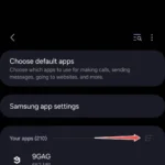 Màn hình cài đặt ứng dụng trên One UI Samsung, hiển thị tùy chọn 'Hiển thị ứng dụng hệ thống'