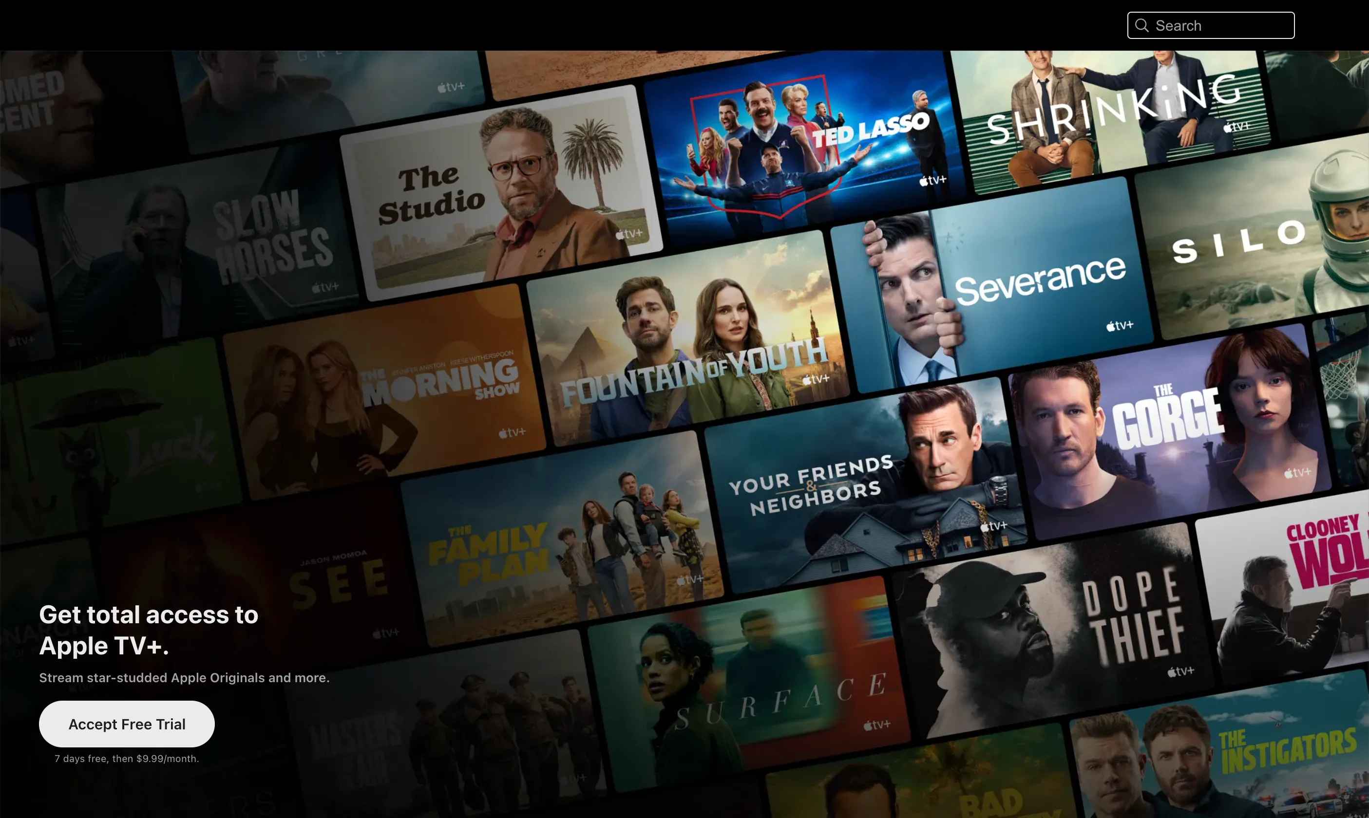 Màn hình chính Apple TV+ giới thiệu các bộ phim và series gốc độc quyền chất lượng cao