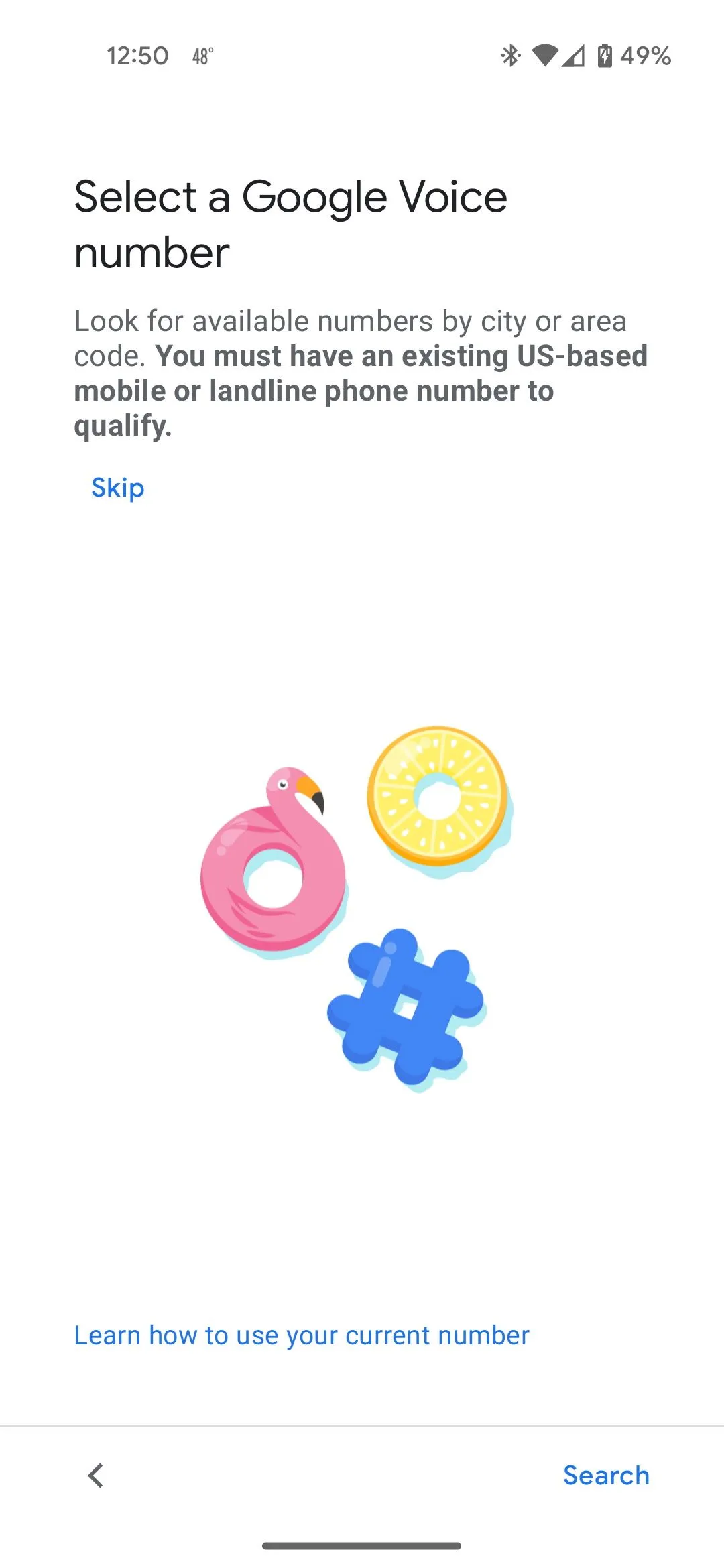 Màn hình chọn số Google Voice