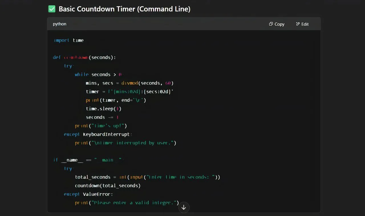 Màn hình hiển thị câu trả lời của ChatGPT về mã Python trên máy tính để bàn