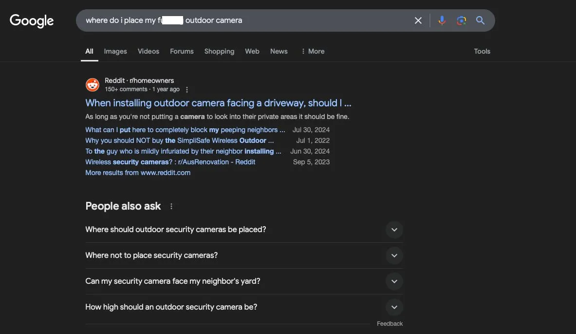 Màn hình kết quả tìm kiếm Google khi sử dụng từ ngữ đặc biệt, không xuất hiện AI Overviews