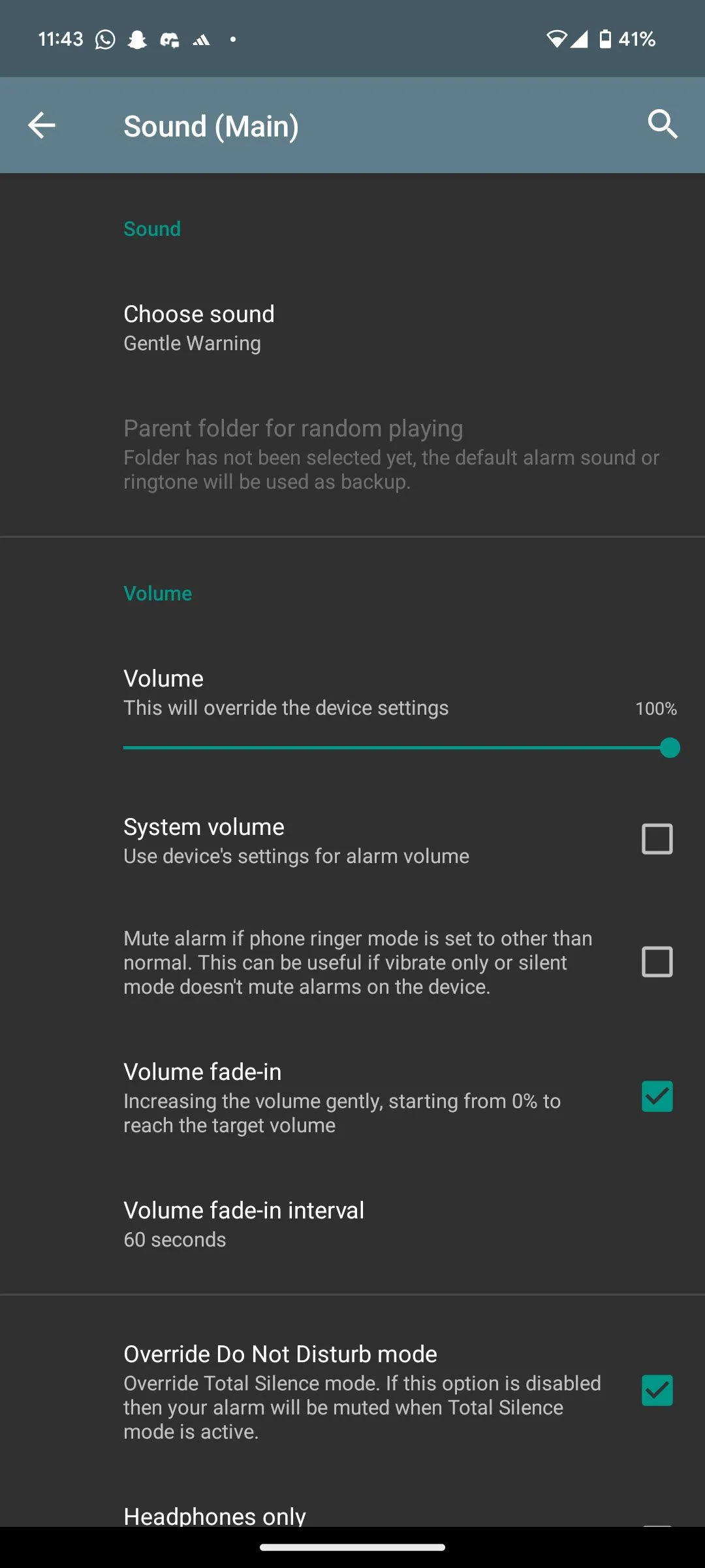 Màn hình ứng dụng AMdroid hiển thị các tùy chọn thử thách đánh thức như captcha, giải toán và chạm thẻ NFC.