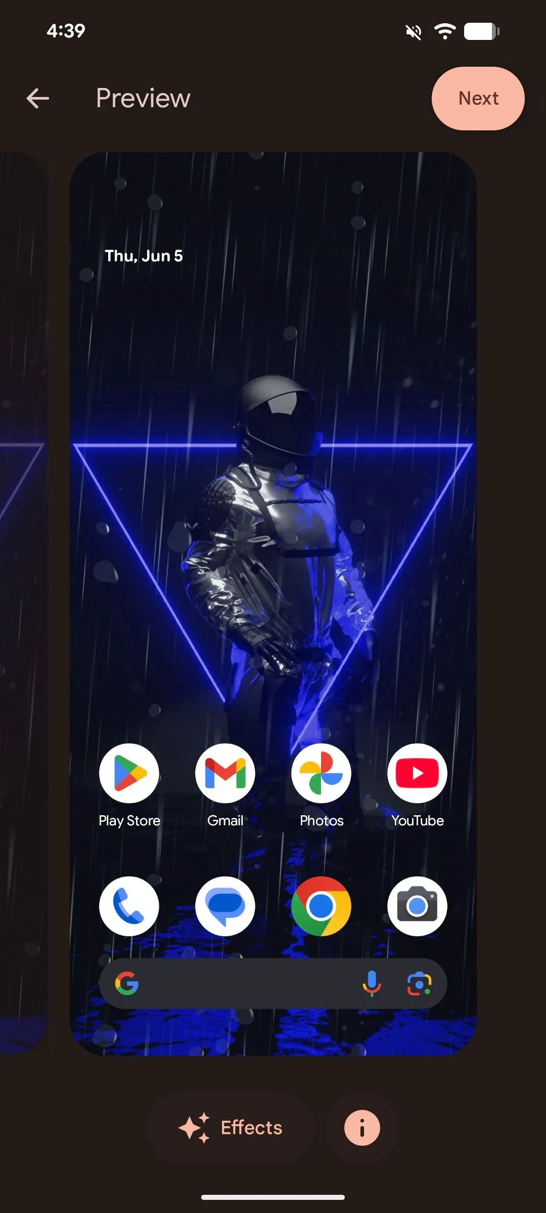 Màn hình xem trước hình nền trong Android 16