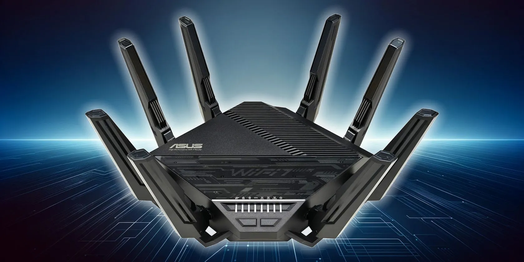 Mẫu router ASUS hỗ trợ Wi-Fi 7 tiên tiến, minh họa cho hiệu suất mạng tối ưu.
