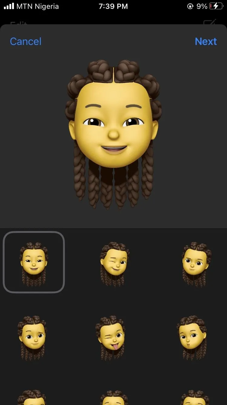 Memoji hiển thị trên iPhone không có Face ID, cho thấy các giới hạn về khả năng theo dõi biểu cảm khuôn mặt khi thiếu công nghệ TrueDepth