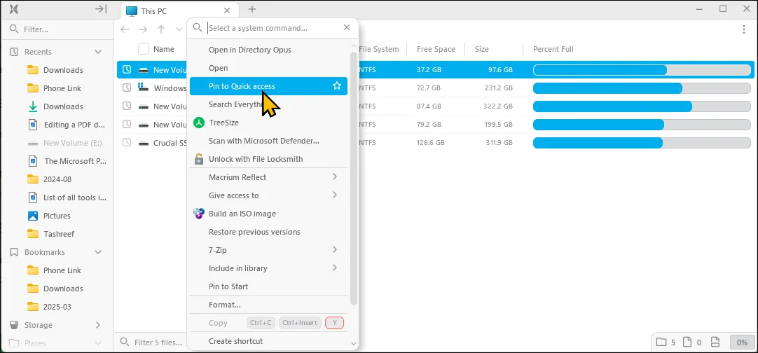 Menu chuột phải cổ điển trên File Pilot tối ưu hơn File Explorer Windows 11