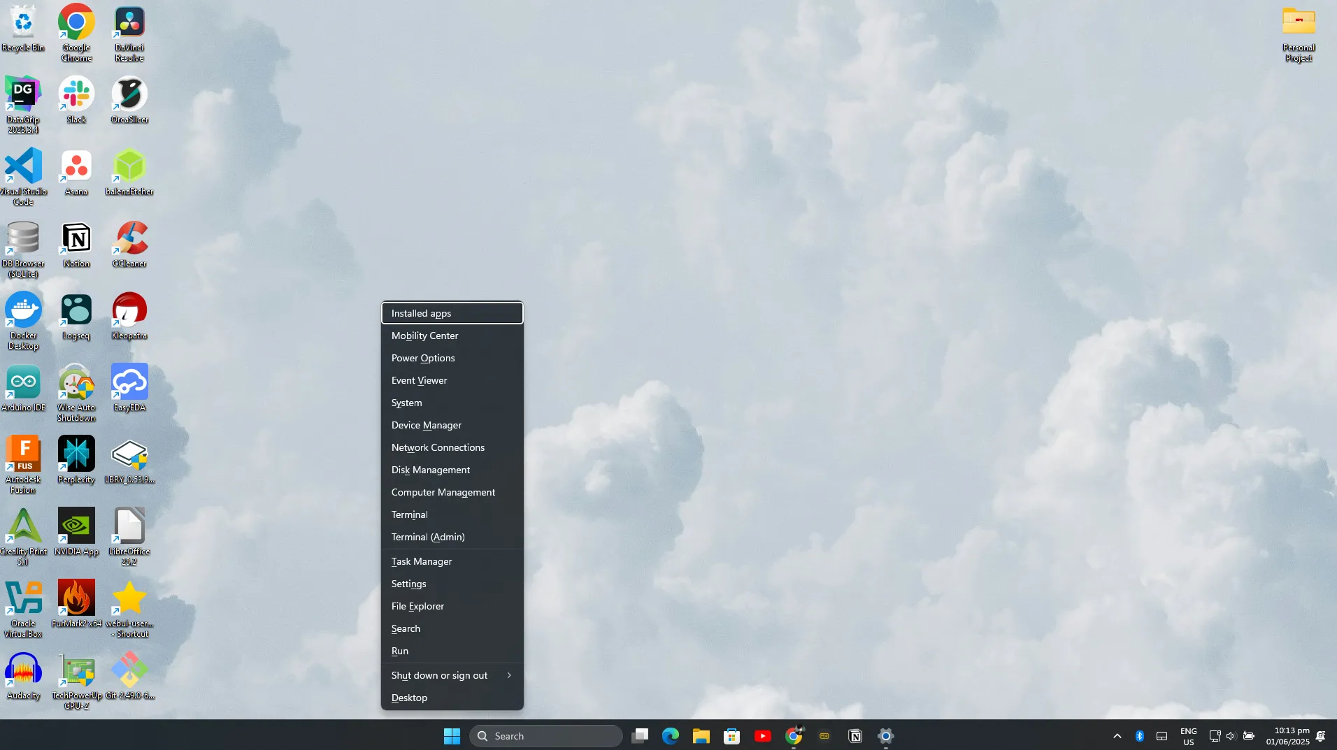Menu chuột phải Start trên Windows 11 hiển thị các công cụ hệ thống quan trọng