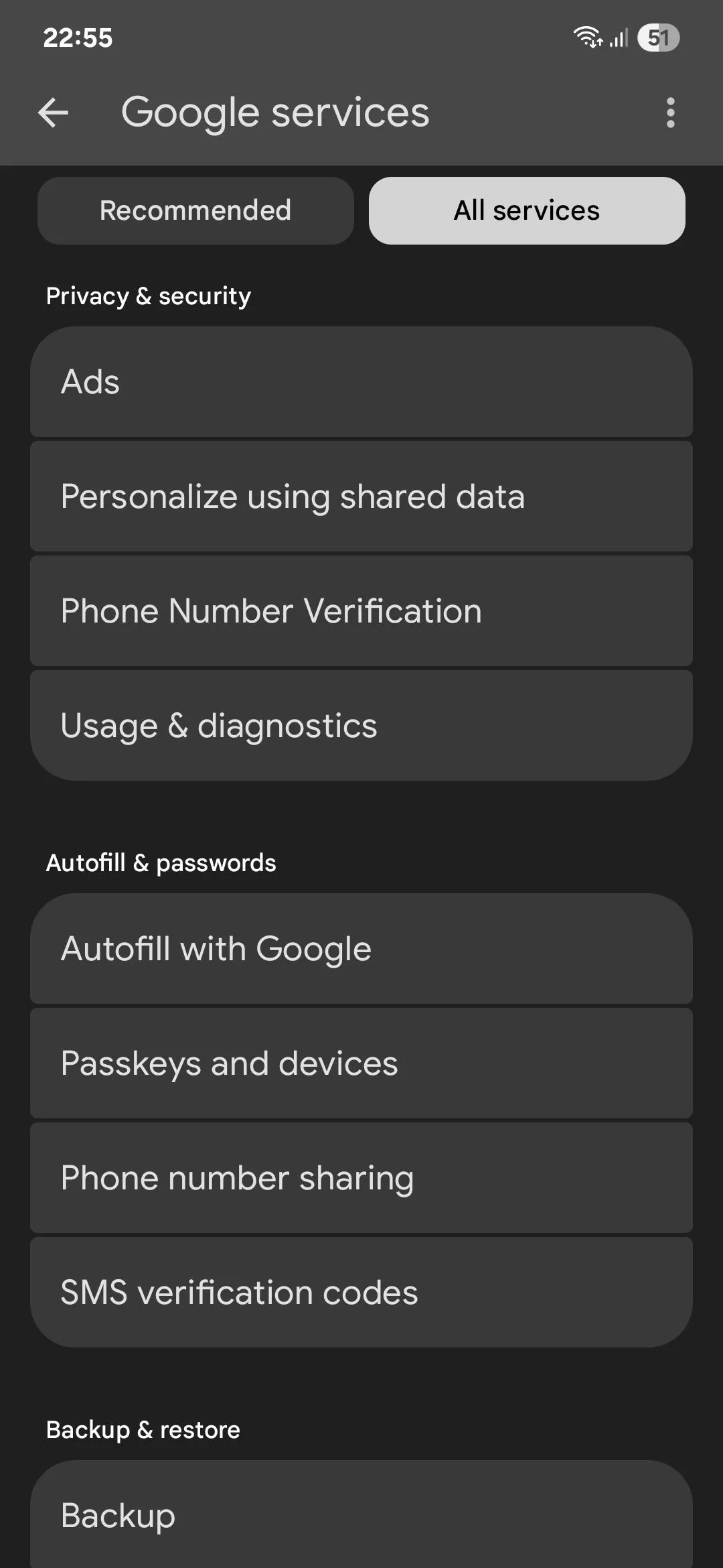 Menu dịch vụ Google