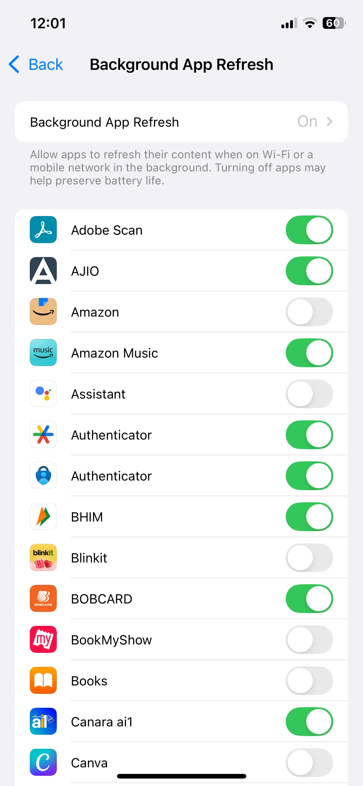 Menu Làm mới ứng dụng trong nền trên iPhone, một cách tối ưu hiệu suất cho thiết bị cũ