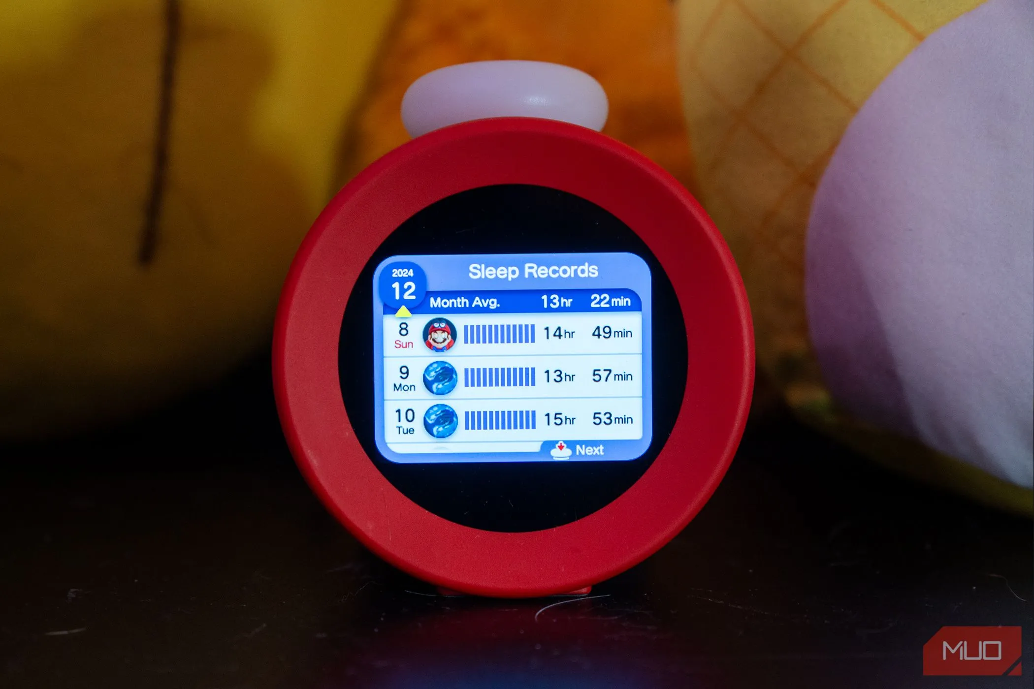 Menu theo dõi giấc ngủ của Nintendo Alarmo hiển thị số liệu không chính xác do thú cưng