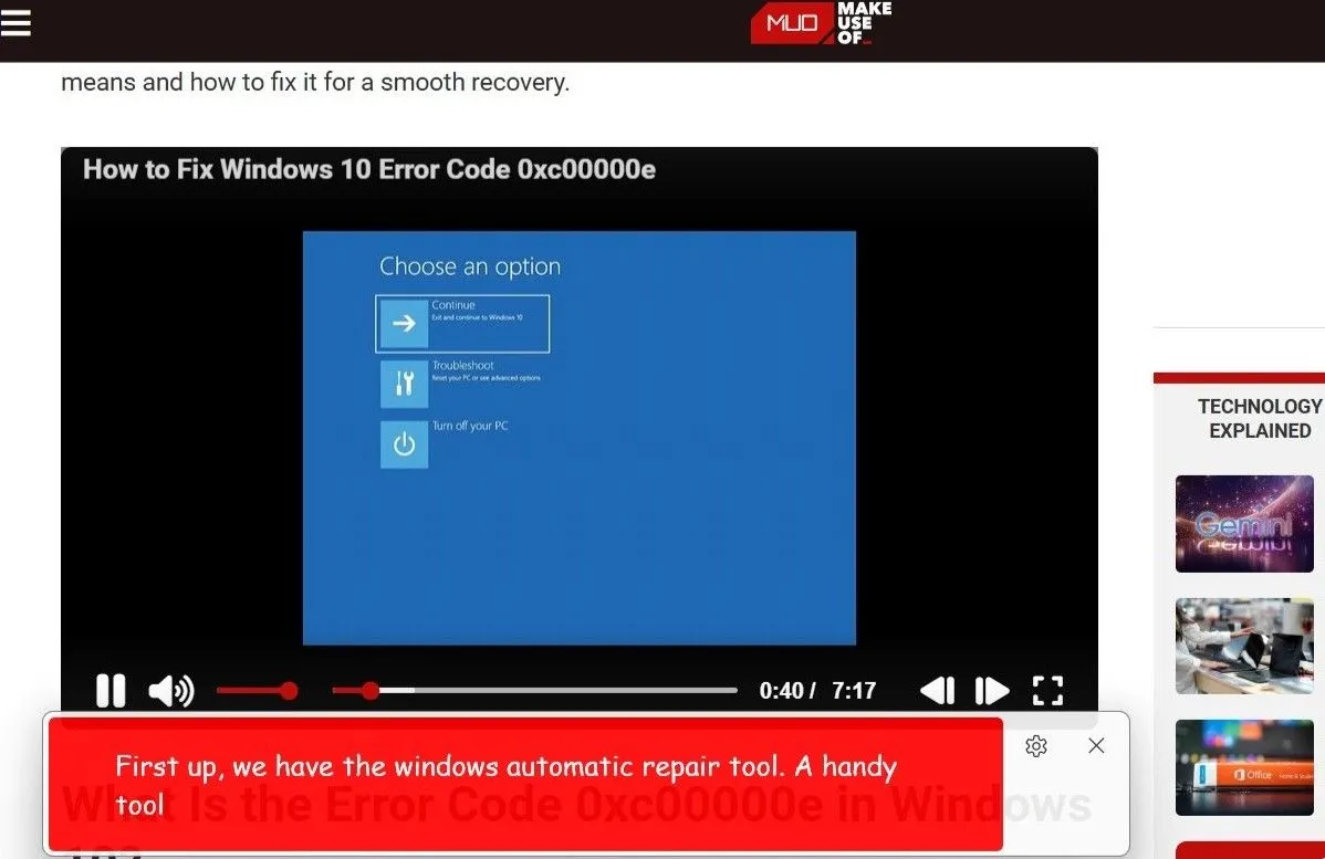 Minh họa sử dụng phụ đề trực tiếp trên video trong Windows 11