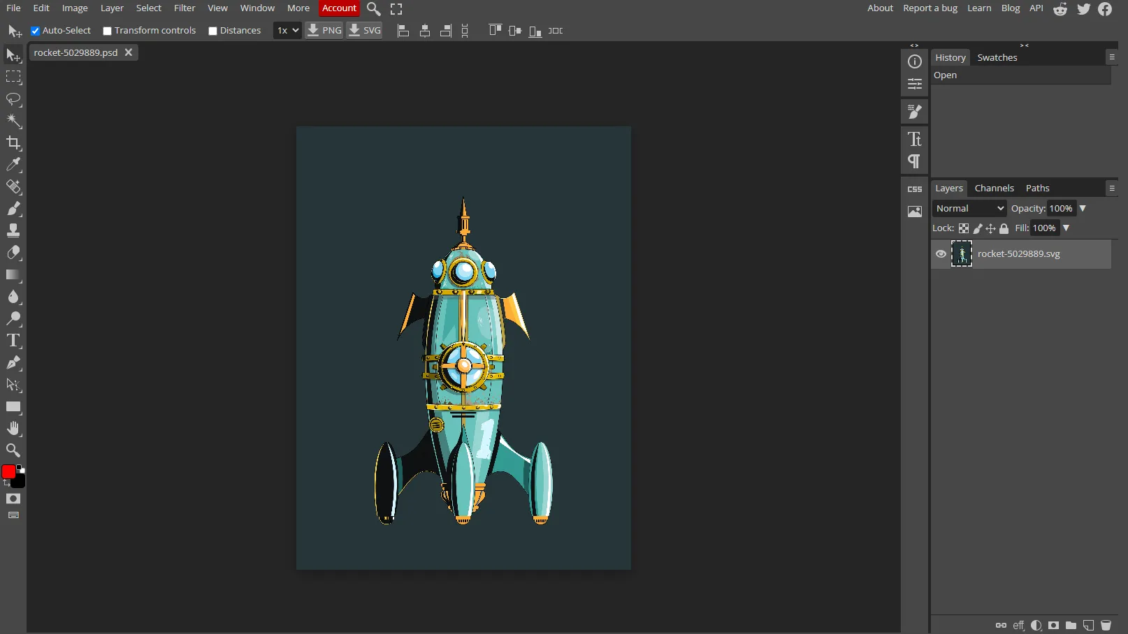 Mở file PSD trên Photopea Online Editor