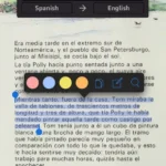 Người dùng đang highlight từ vựng tiếng Tây Ban Nha trên màn hình Kindle để học ngôn ngữ hiệu quả hơn.
