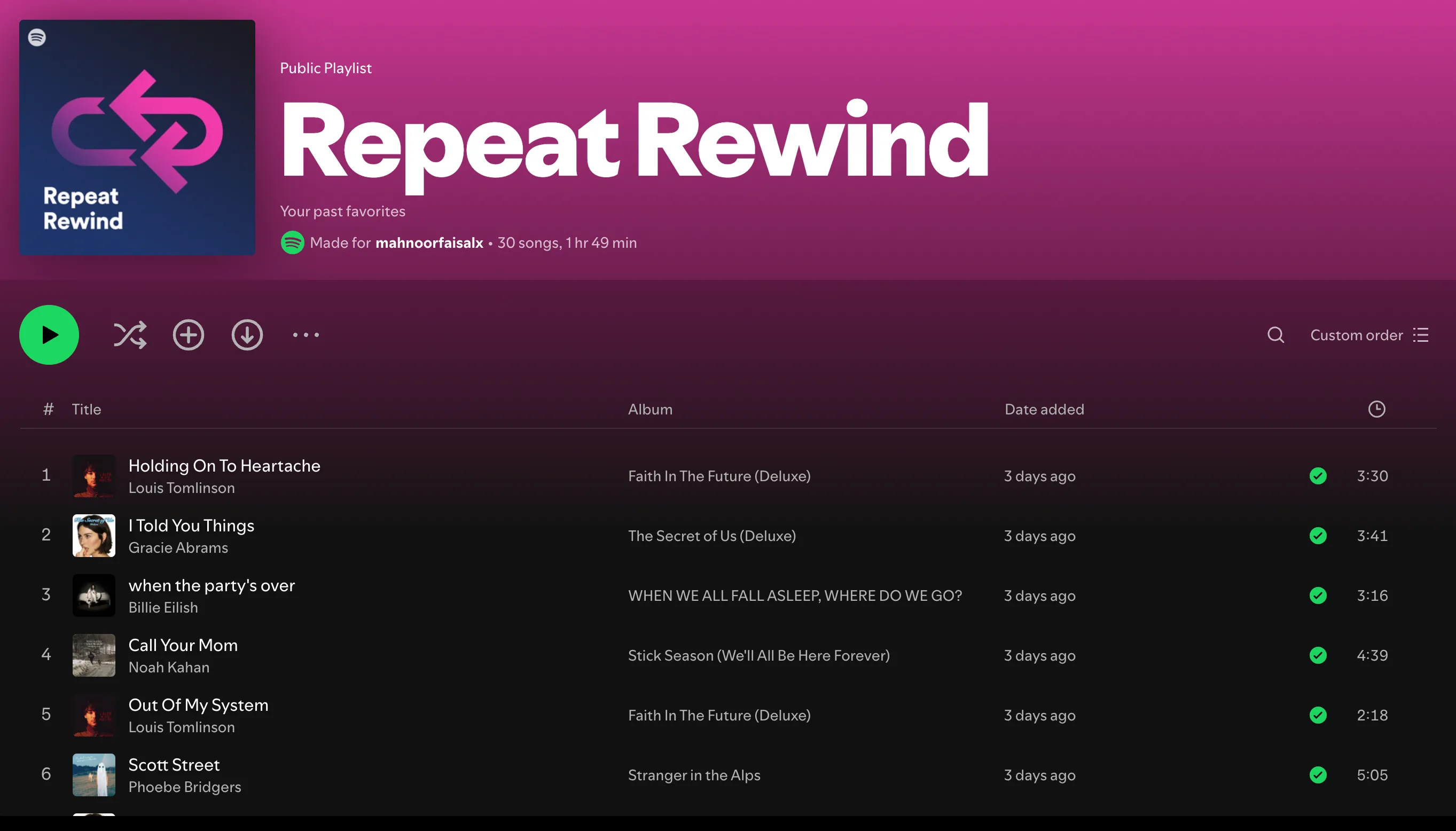 Playlist Repeat Rewind của Spotify, gợi nhớ những bài hát bạn đã nghe lặp lại nhiều lần trước đây.