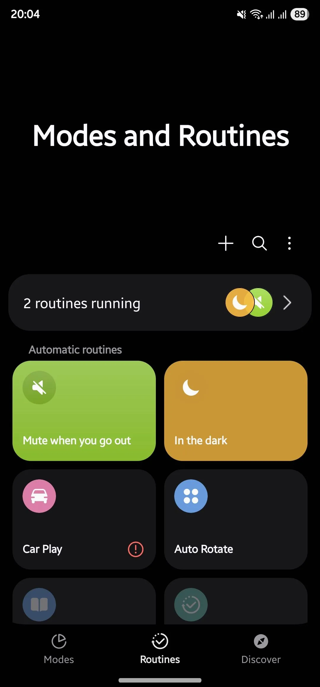 Tab Quy trình trong ứng dụng Chế độ và Quy trình trên điện thoại Samsung.