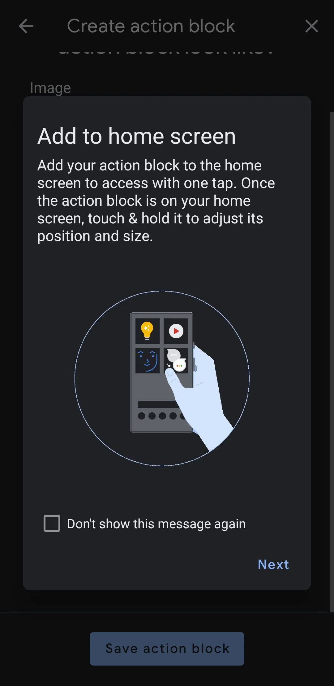 Tạo lối tắt trên màn hình chính với Action Blocks trên Android