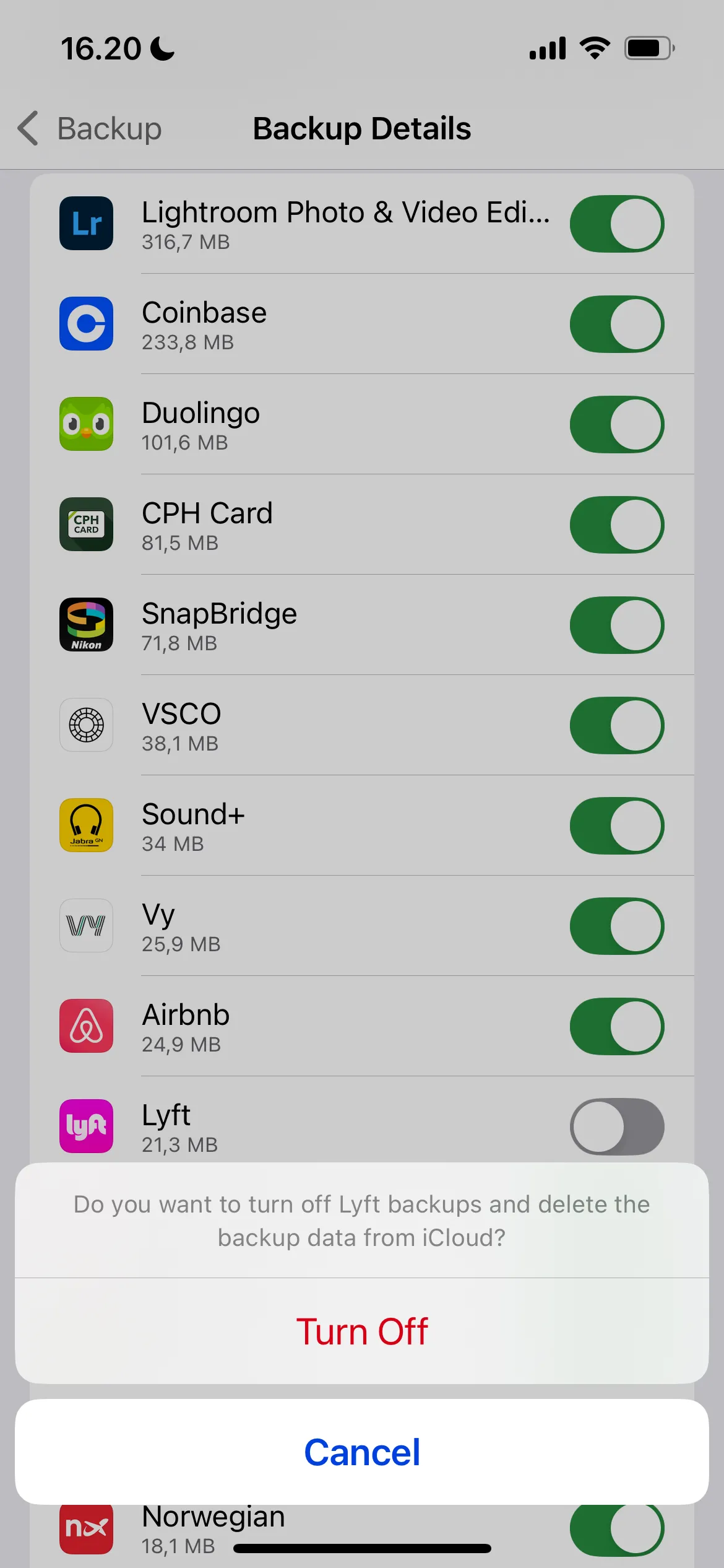 Tắt cài đặt sao lưu iCloud cho các ứng dụng không cần thiết