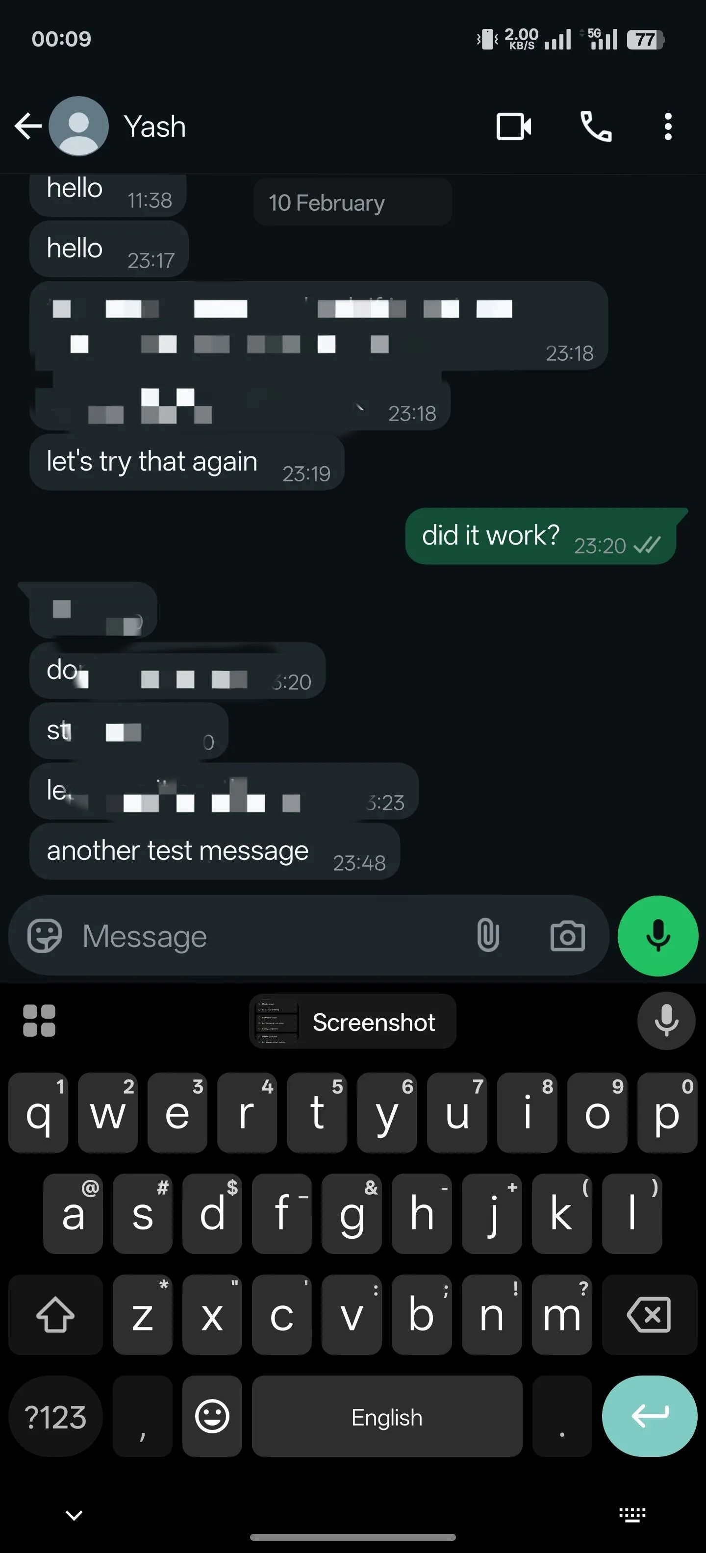 Thêm ảnh chụp màn hình từ bảng tạm Gboard vào ứng dụng tin nhắn.