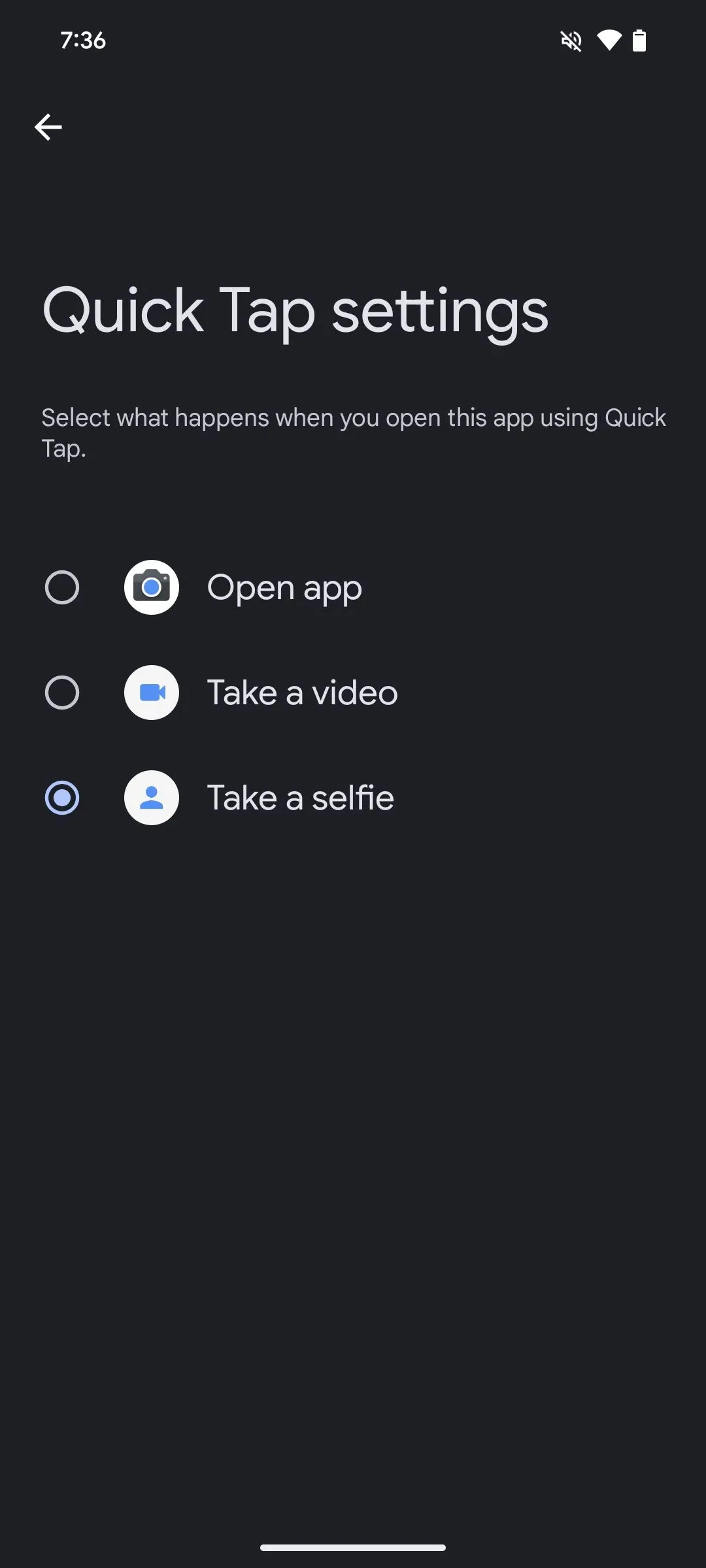 Thiết lập cử chỉ Chạm nhanh để mở ứng dụng Máy ảnh ở chế độ selfie trên Pixel.
