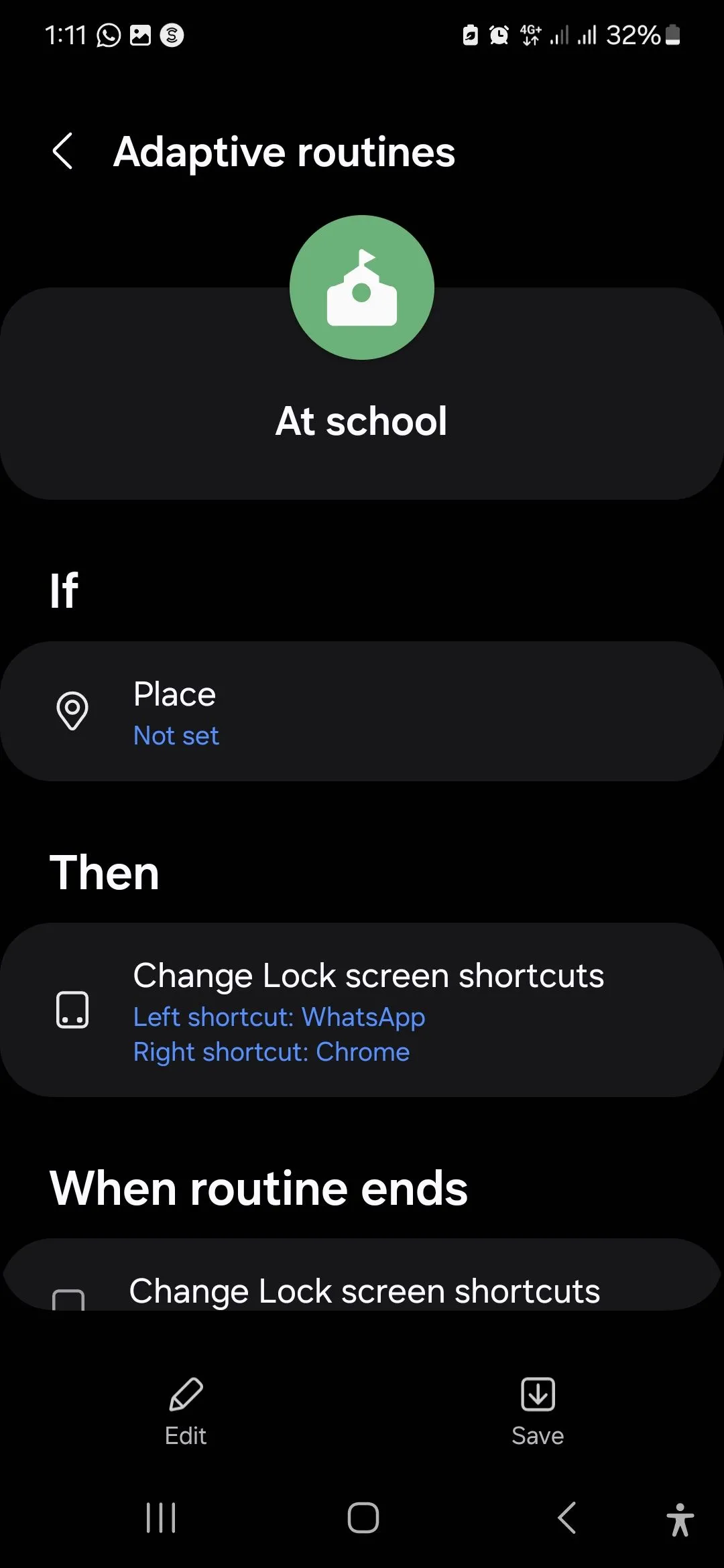Thói quen cài đặt sẵn 'At School' trong ứng dụng Samsung Modes and Routines