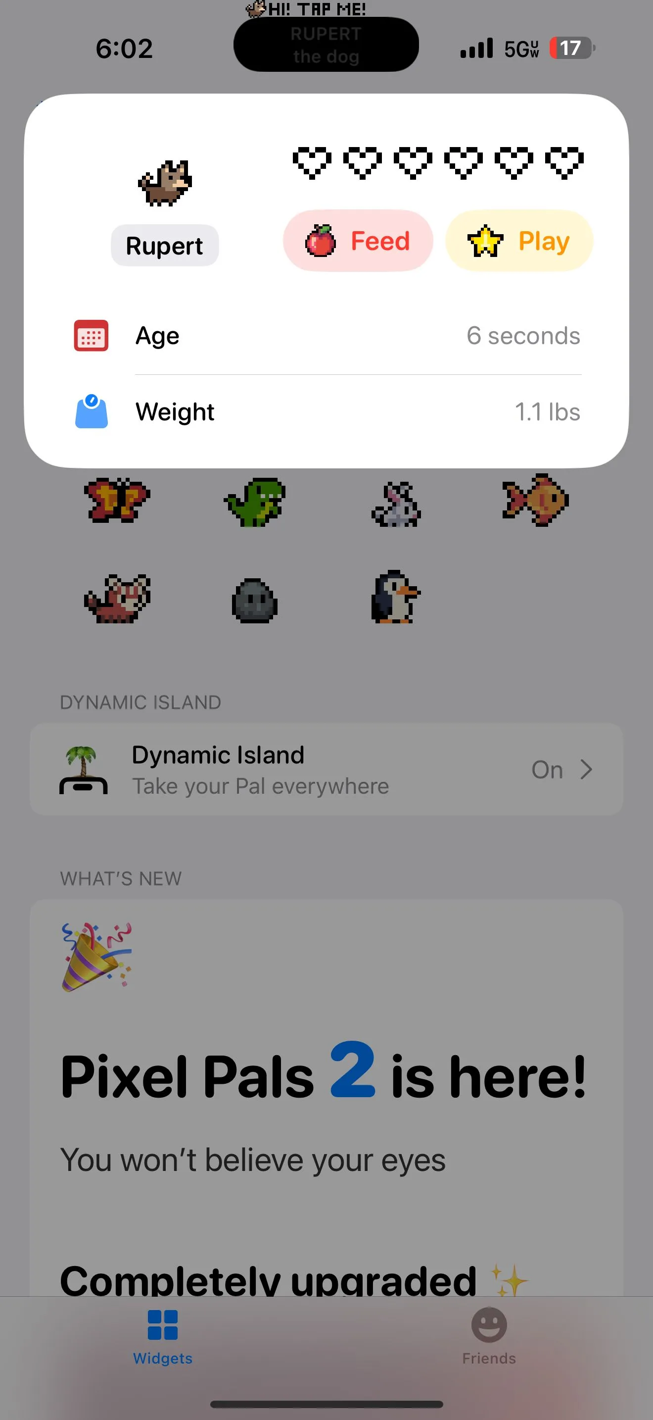 Thú cưng pixel trên màn hình ứng dụng Pixel Pals
