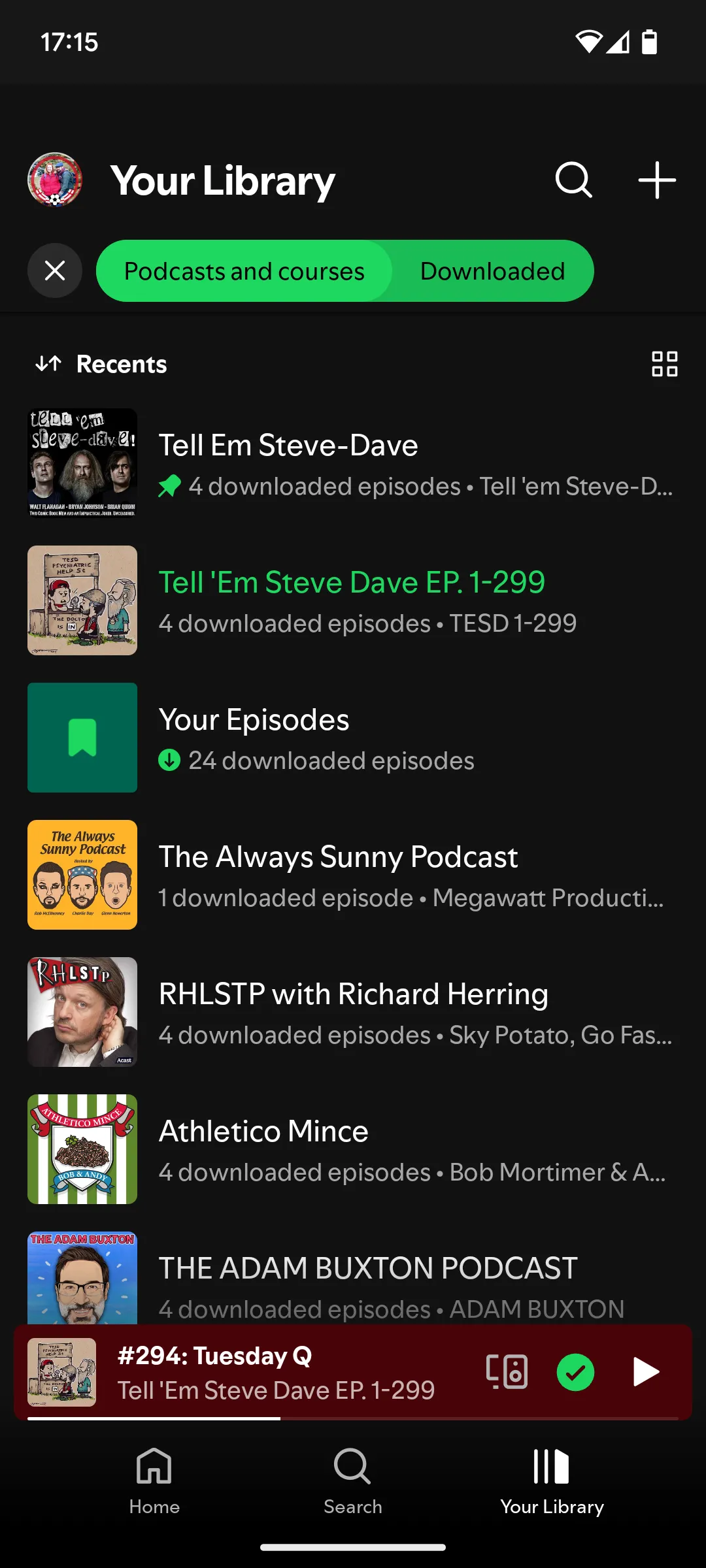 Thư viện podcast đã tải về trên ứng dụng Spotify giúp giải trí ngoại tuyến khi di chuyển.