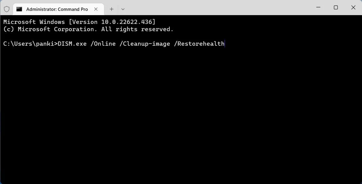 Thực hiện quét DISM để kiểm tra và sửa chữa hình ảnh hệ thống Windows