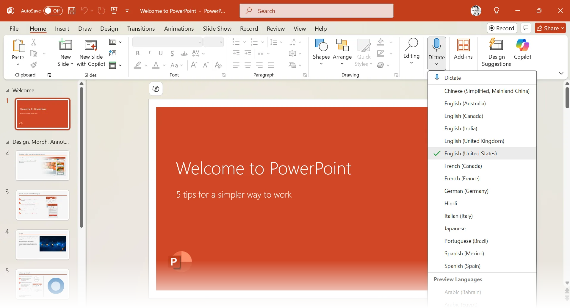 Tính năng Chép lời (Transcribe) của Microsoft Office