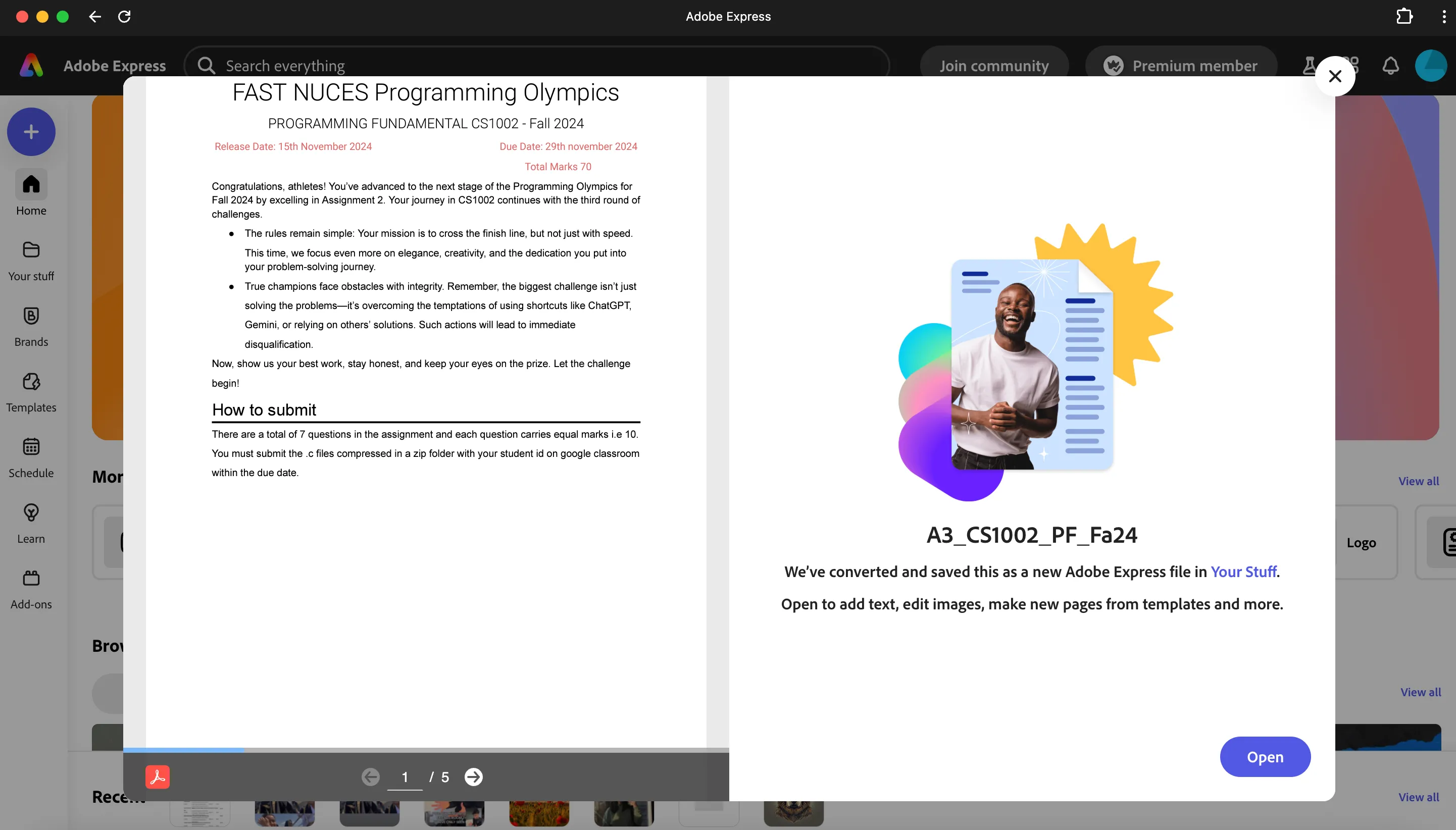 Tính năng chỉnh sửa PDF của Adobe Express