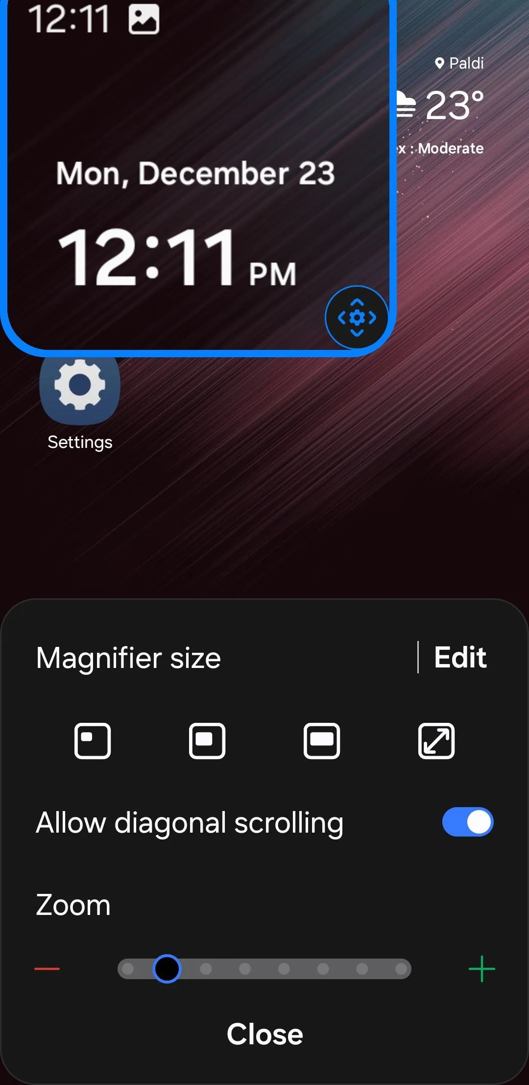 Tính năng phóng to màn hình trên Android trong cài đặt trợ năng