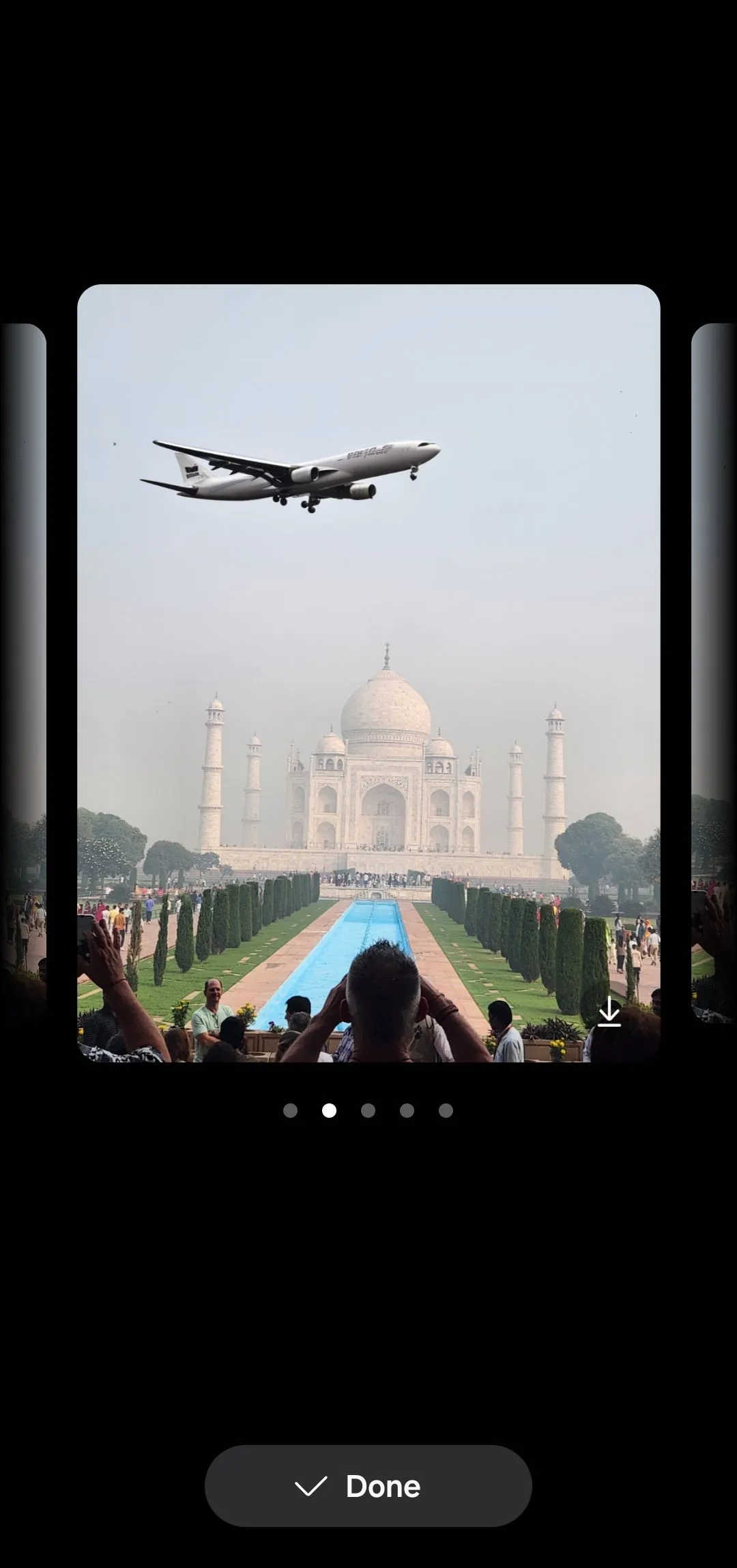 Tính năng Sketch to Image hiển thị máy bay trên Taj Mahal