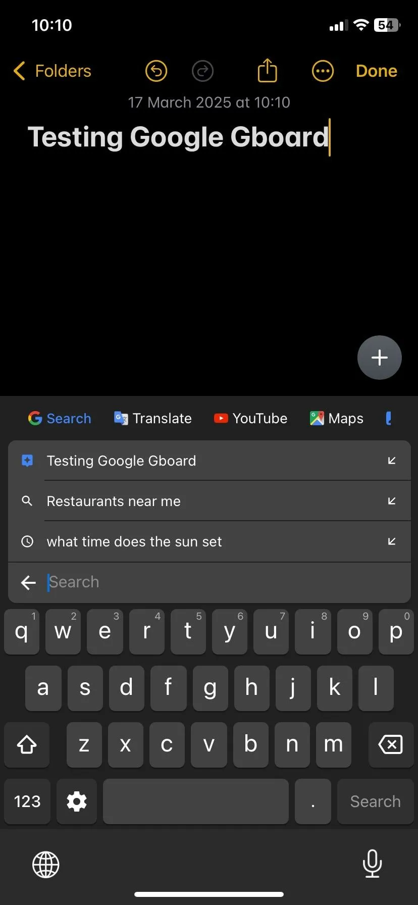Tính năng tìm kiếm tích hợp của Gboard hiển thị các gợi ý tìm kiếm trực tiếp trên bàn phím, nâng cao hiệu quả tra cứu.