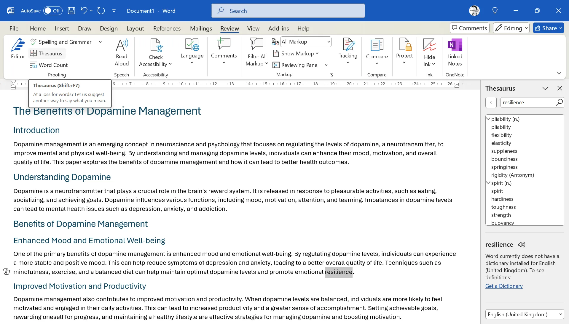 Tính năng Từ điển đồng nghĩa (Thesaurus) của Microsoft Office