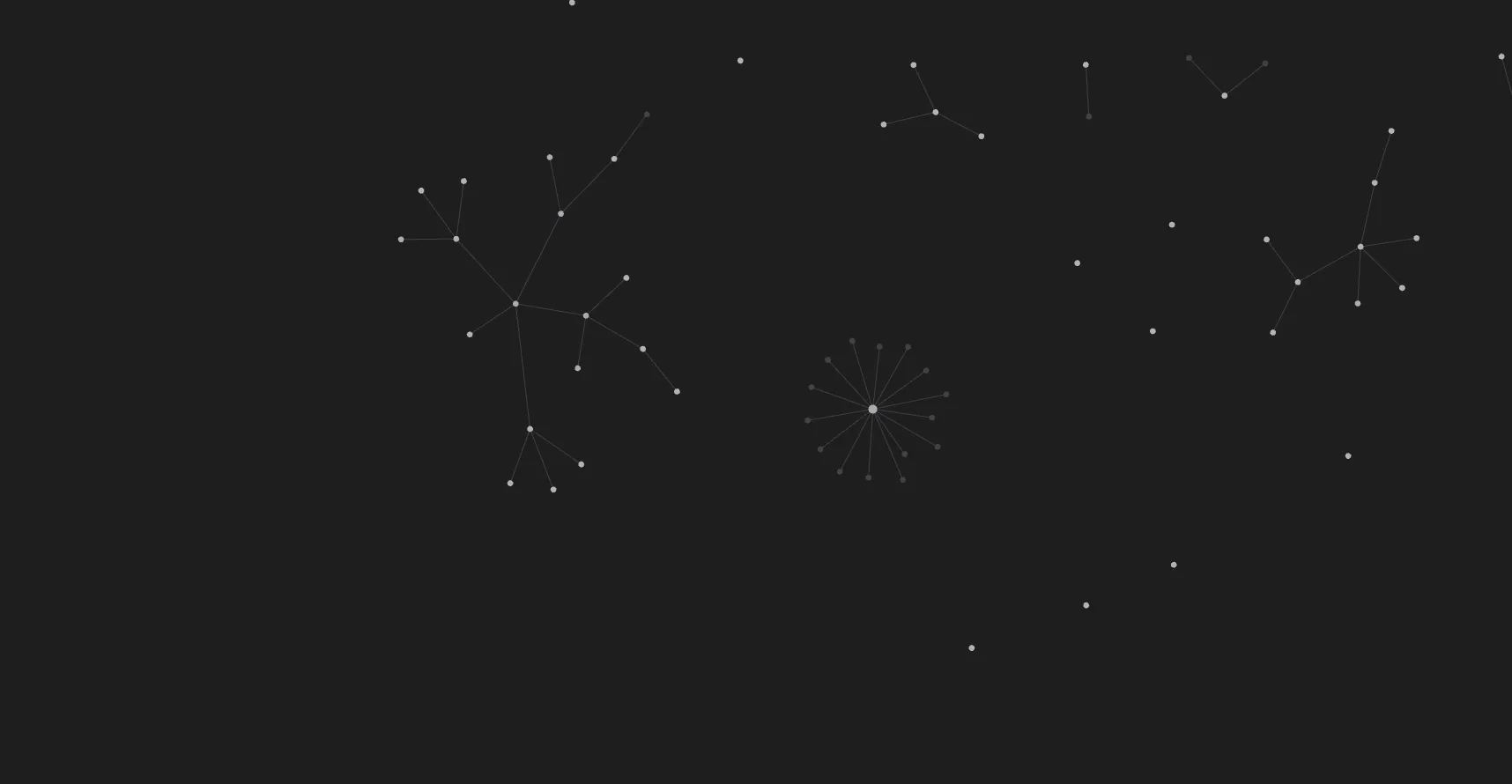 Tổng quan chế độ xem đồ thị (Graph View) trong ứng dụng Obsidian với các ghi chú đã tạo