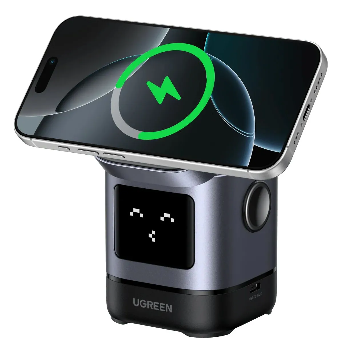 Trạm sạc không dây từ tính Ugreen Uno 2-in-1 công suất 15W cho iPhone và AirPods