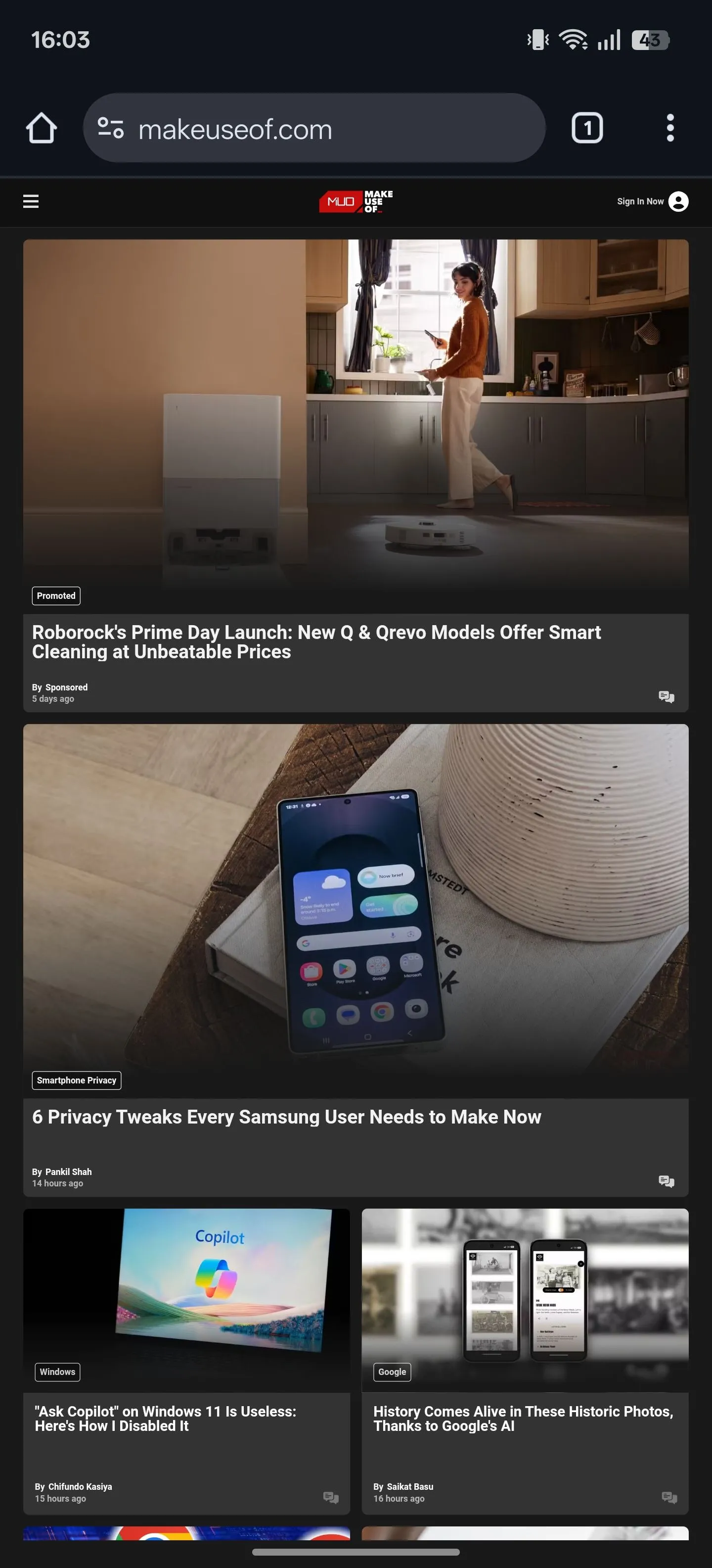 Trang web hiển thị ở chế độ máy tính (Desktop site) trên Chrome trên điện thoại Android.