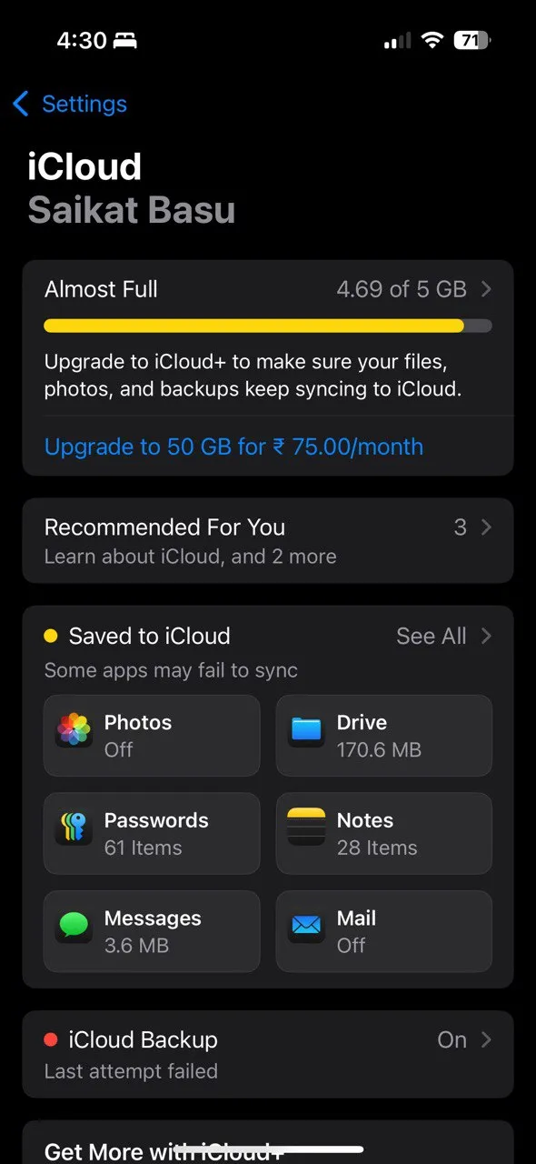 Tùy chọn Ảnh trong cài đặt iCloud trên iPhone, nơi người dùng có thể kích hoạt hoặc quản lý tính năng Ảnh iCloud để tối ưu bộ nhớ.